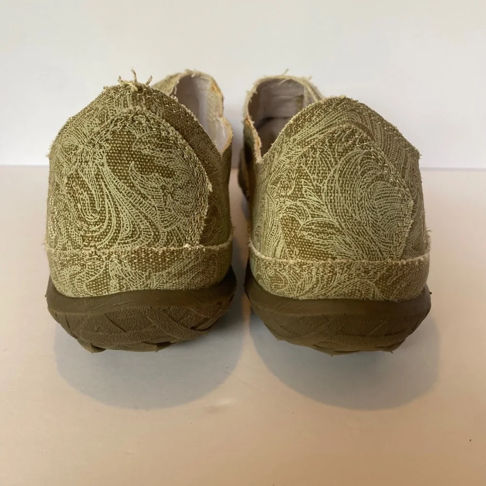 Cushe W Slipper II Women Size 11 Sand Tropic Green Paisley Canvas Slip On Shoes